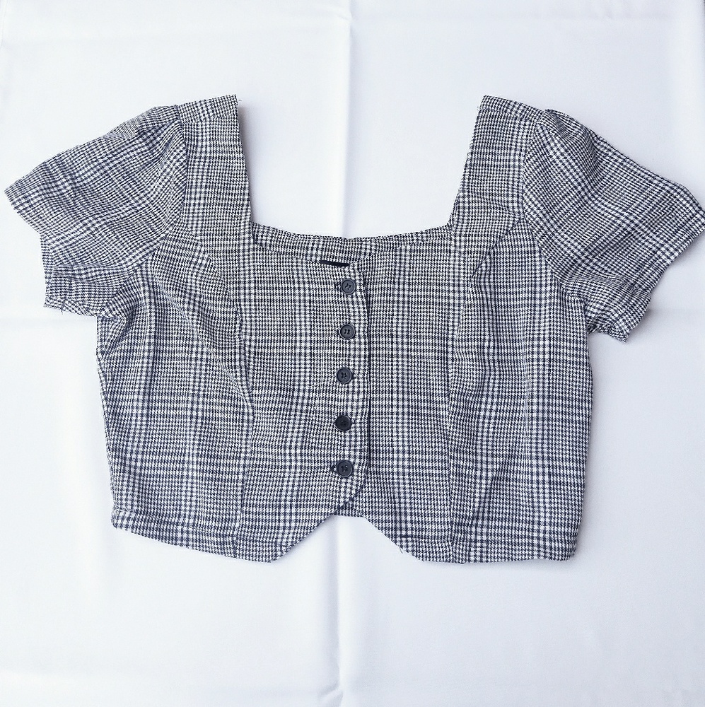 Black and White Gingham Plaid  2 Piece Set